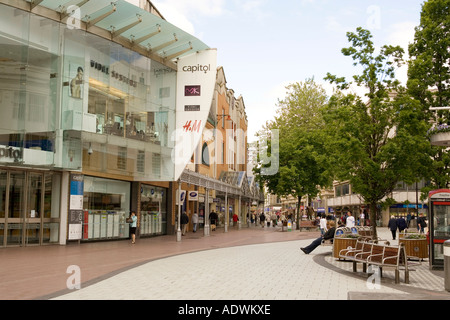 Wales Cardiff Centre Queen Street shopping area Capitol Centre Stock Photo