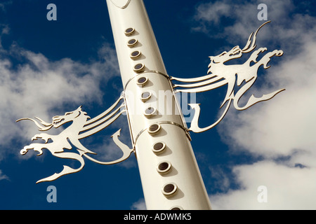 Wales Cardiff Centre Millennium Stadium dragon lamppost decoration Stock Photo