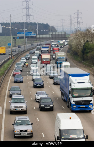 Traffic on M1 motorway in Hertfordshire United Kingdom Stock Photo