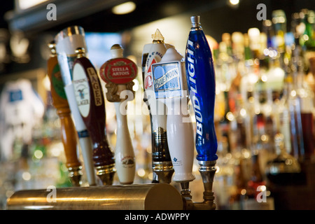 Beer taps in Georgetown bar Washington DC USA
