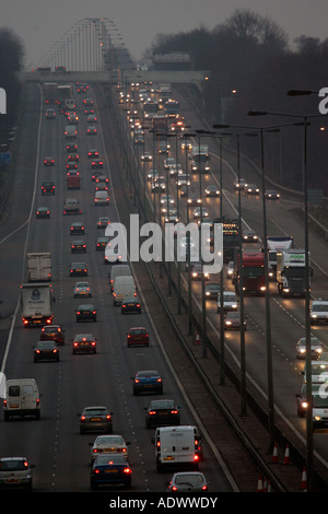 Traffic on M1 Motorway near Hertfordshire United Kingdom Stock Photo