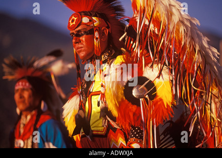 fancy dancers at Taos Pueblo Pow Wow Taos New Mexico Stock Photo