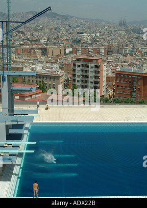 Olympic diving pool Montjuic Barcelona Spain Stock Photo