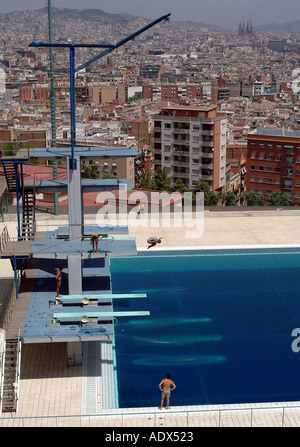 Olympic diving pool Montjuic Barcelona Spain Stock Photo