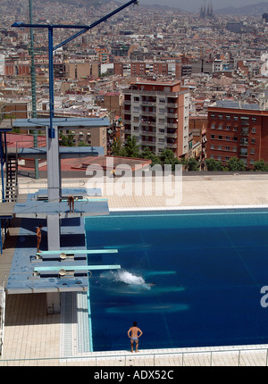 Olympic diving pool Montjuic Barcelona Spain Stock Photo