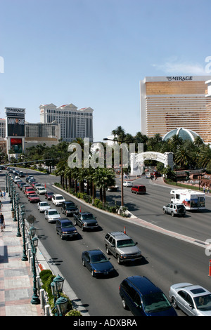 Traffic Las Vegas Strip Casino Nevada gambling casinos Stock Photo