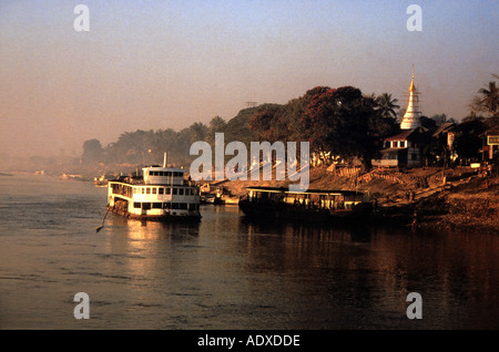 Port of Bhamo on the Irrawaddy or Ayeyarwady River, Kachin State ...