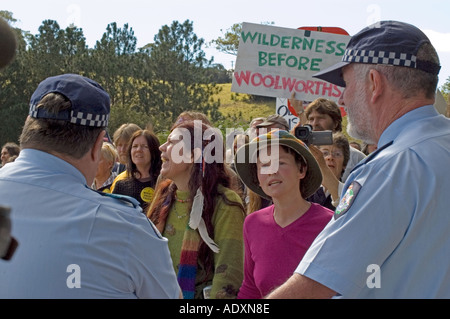 Maleny protest against the building of a Woolworths supermarket 3685 Stock Photo