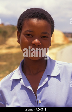 1 one Zimbabwean girl teenage girl teenager student wearing school uniform portrait living east of Mutare in Manicaland Province in Zimbabwe Africa Stock Photo