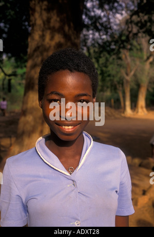 1, one, Zimbabwean, girl, teen girl, teen, teenage girl, teenager, schoolgirl, student, school, Mahenye, Manicaland Province, Zimbabwe, Africa Stock Photo