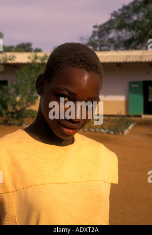 1, one, Zimbabwean, girl, teen girl, teen, teenage girl, teenager, schoolgirl, student, at school, Mahenye, Manicaland Province, Zimbabwe, Africa Stock Photo