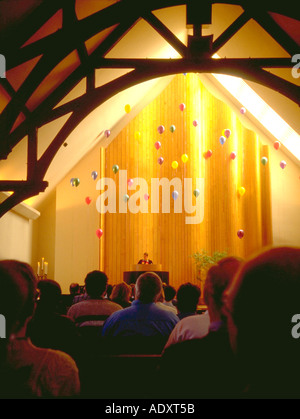 Unitarian church listening to ministers sermon for the Coming of Age or confirmation of the youth. St Paul Minnesota USA Stock Photo