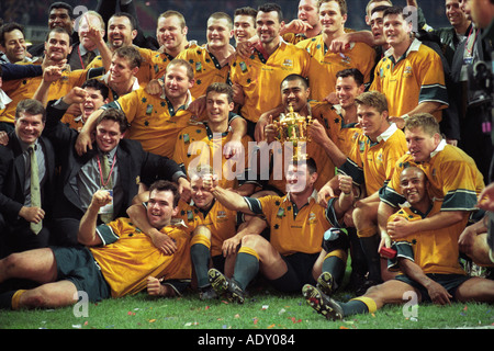Australian rugby team winning Rugby World Cup Final in the Millennium Stadium Cardiff Wales UK Stock Photo