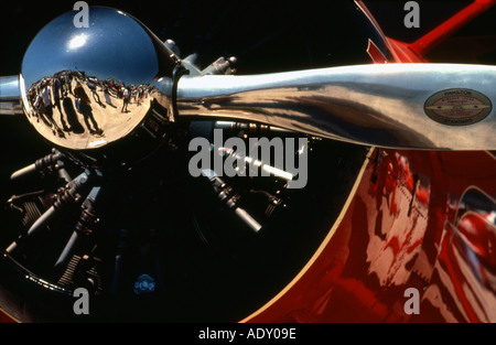 Classic Red Airplane and Propeller Stock Photo