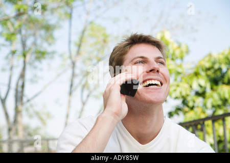 Man Using Cellular Phone Stock Photo