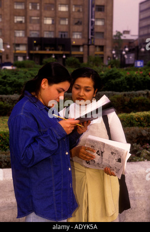 Mexican people, young adult woman, female college student, conducting survey, Mexico City, Federal District, Mexico Stock Photo