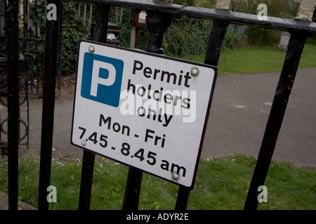 Permit holders only parking sign in Wivenhoe NE Essex Stock Photo