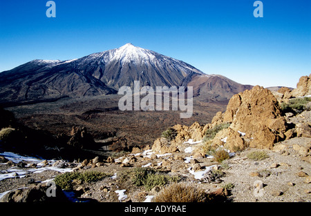 Mount Pico del Teide at a glance in Teide National Park Tenerife Canary Islands Spain Stock Photo