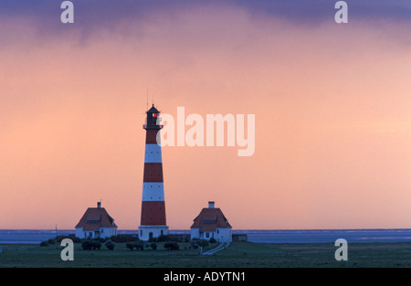 Lighthouse Leuchtturm Westerhever Schleswig Holstein Germany North Sea Nordsee Stock Photo