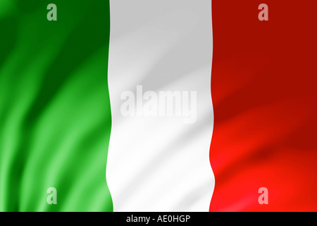 The Italian flag shown with ripples caused by the wind Stock Photo