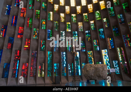 Stained glass windows inside Coventry Cathedral designed by the artist John Piper COVENTRY Warwickshire UK Stock Photo