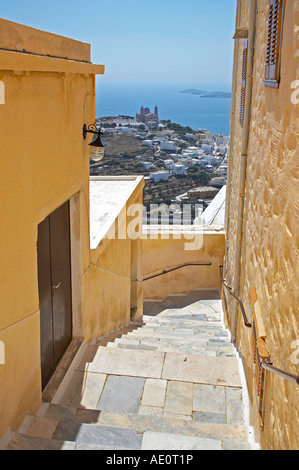 Detail from the catholic church of Saint George in Ano Syros Stock Photo