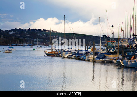 boats moored on penryn river cornwall Stock Photo