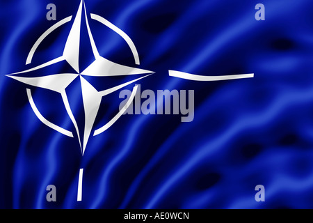 The Nato flag shown with ripples caused by the wind Stock Photo