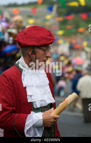 Participant in Hal an Tow Flora Day Helston Cornwall Stock Photo