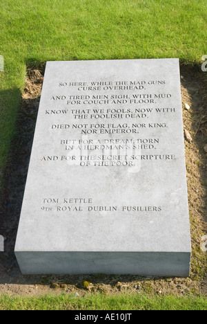 Quotation stone plaque at The Irish Peace Tower, Messines, Belgium. Stock Photo