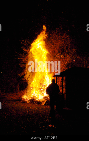 Out of control bonfire on bonfire night England UK Stock Photo - Alamy