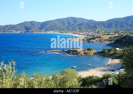 Sarti Beach on Sithonia Peninsula on the peninsula of Chalcidice in Greece Stock Photo