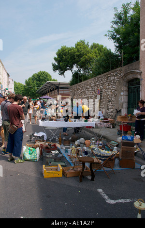 Second hand brocante street market in the Languedoc Roussillon, The South of France Stock Photo