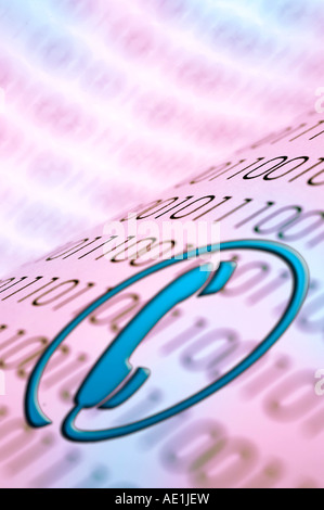 Binary code with a symbol of telephone on it Stock Photo