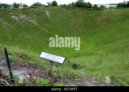 Lochnagar Crater at La Boisselle near Albert in the Somme. Stock Photo