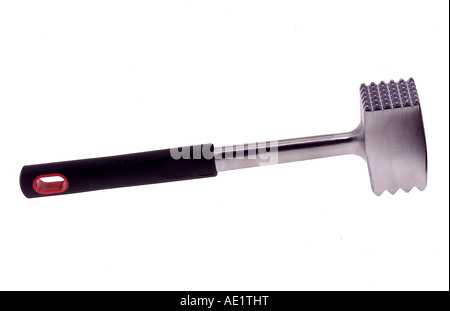 Meat Tenderizer Silhouetted on White Background Stock Photo