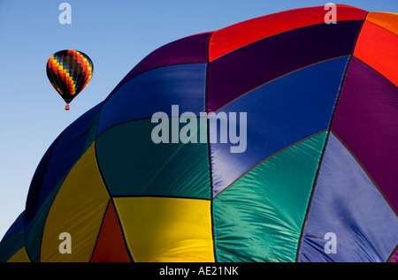 Hot Air Balloon in Flight Stock Photo