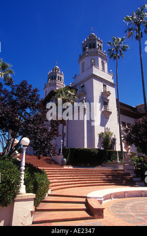 California San Simeon Hearst Castle Casa Grande stairs from garden area Stock Photo