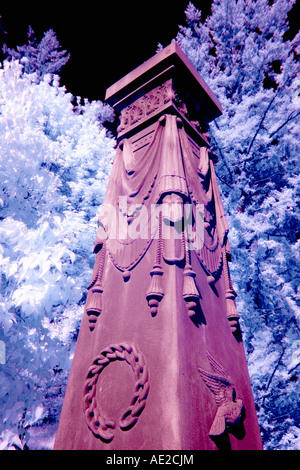 Two-Color, Infrared Cemetery Obelisk Stock Photo