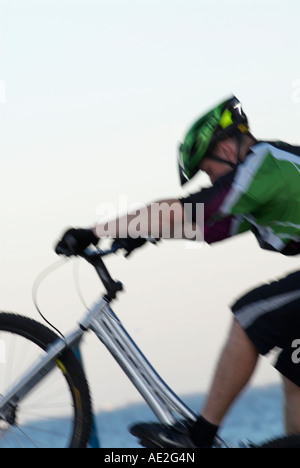 Young man performing tricks on a bicycle Stock Photo