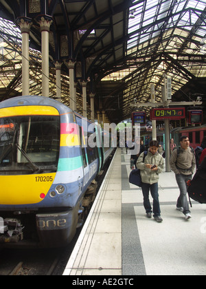 Platform train Liverpool Street railway station London England Stock Photo