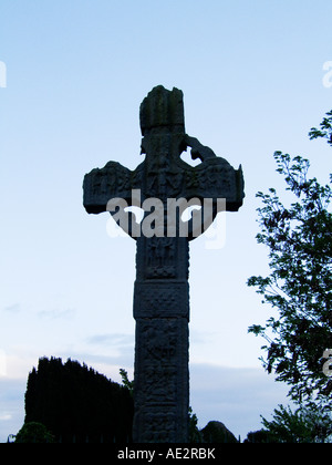 West face of the Celtic Christian High Cross of Ardboe on the shore of Lough Neagh, County Tyrone, Northern Ireland. Stock Photo
