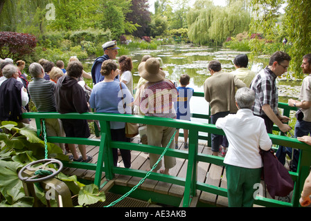 visitors in the water garden at Monets garden at Giverny Stock Photo