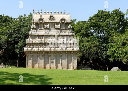 a single temple in the complex of many including the famous 5 at Mahabalipuram near to Chennai in Tamil Nadu India Stock Photo