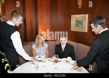 Cincinnati Ohio,Hilton Netherland Plaza,Orchids at Palm Court,restaurant restaurants food dining cafe cafes,maitre d',waiter waiters server employee w Stock Photo