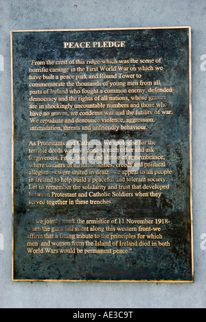 Peace Pledge at The Irish Peace Tower, Messines, Belgium. Stock Photo