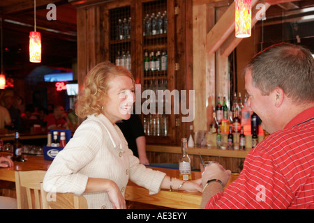 Cincinnati Ohio,Cadillac Ranch All American Bar & Grill,smiling woman,man men male,socialize,saloon,drink drinks,beverage,OH070726040 Stock Photo