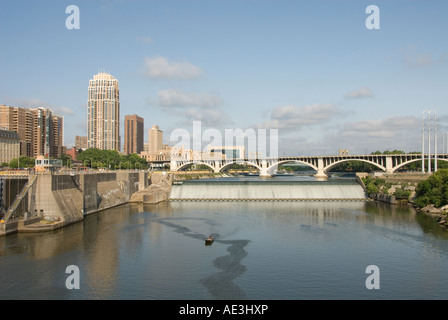 Minnesota Twin Cities Minneapolis Saint Paul St Anthony Falls on the Mississippi River Stock Photo