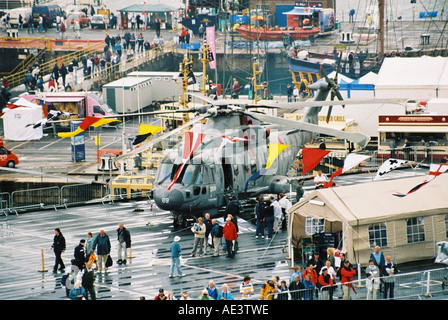 SEA-KING helicopter on the HMS ILLUSTRIOUS, docked in Portsmouth harbour during IFOS 2005. Stock Photo