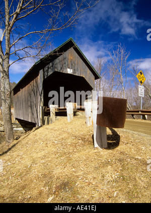 Bowers or Brownsville Covered Bridge Located in Brownsville Vermont USA on Bible Hill Road which crosses over Mill Brook Stock Photo